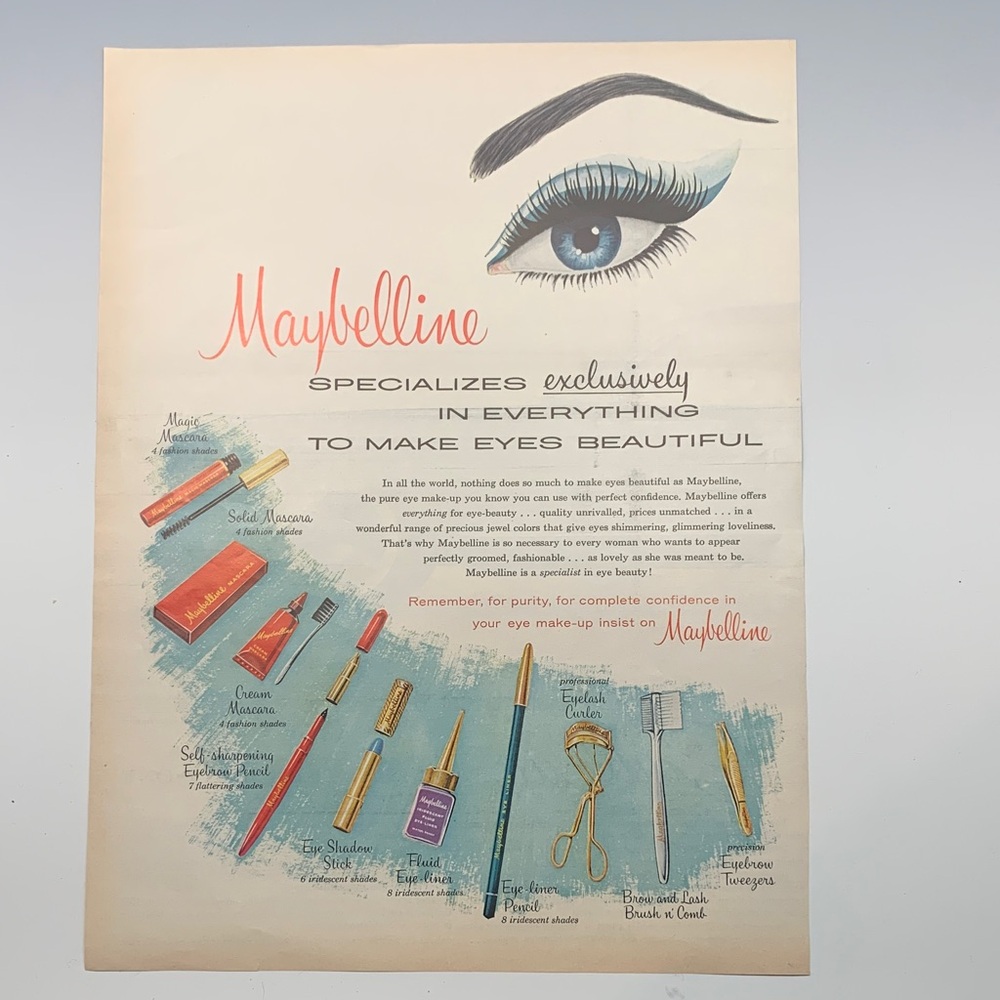 Maybelline Mascara and Eye Makeup ad from “Look Magazine October 25, 1960
